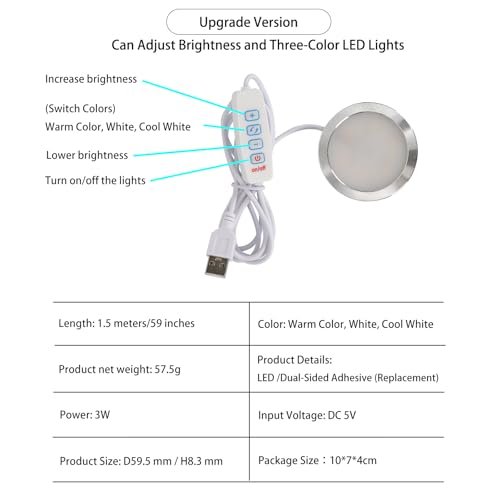 2PCS LED Lamp Kit 001 with 2-Chargers for Bambu Lab MH001 3-Color Dimmable