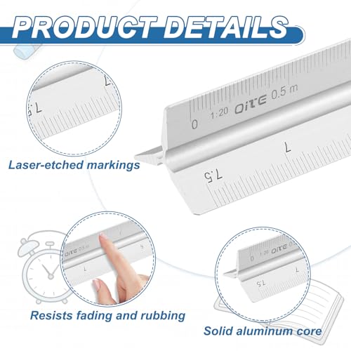 YOKIVE Metric Engineer Scale Ruler, (13 Inch, Silver) - color: Silver
