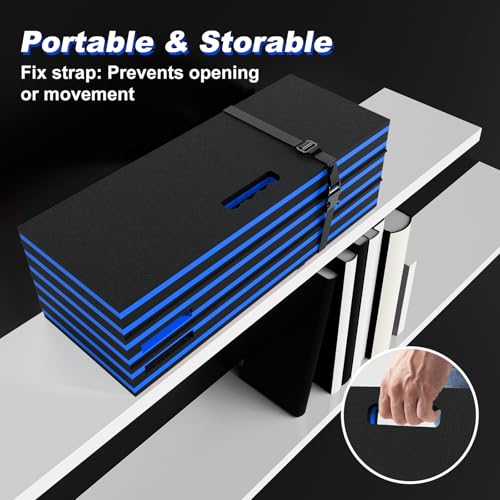 22.8" Wide Mechanic Mat Foldable EVA Kneeling Pad with Magnetic Tool Slots - color: Black & Blue, size: 22.8"W
