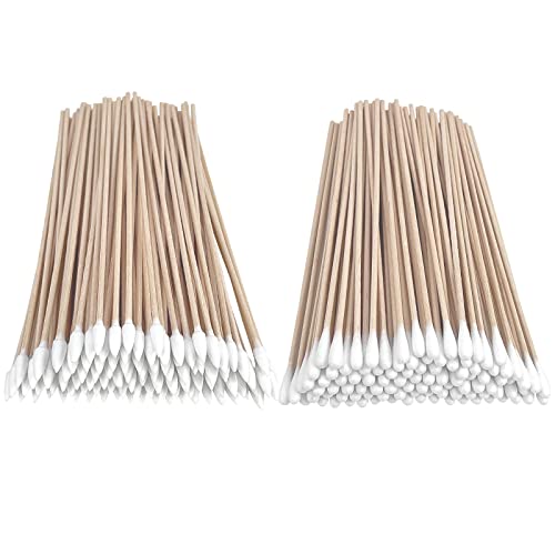 Eyxformula 6 Inch Long Cotton Swabs, 200 Pcs, 100 Round & 100 Pointed Tips - color: 100 Pcs Round + 100 Pcs Pointed