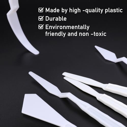6Pcs Plastic Spatula Palette Knives, Palette Knife Set Thin and Flexible Art Knife Tools Pallet Knife for Acrylic Paint Painting Knife Mixing,Spreading,Scratching,Layering Colors,Watercolor Painting