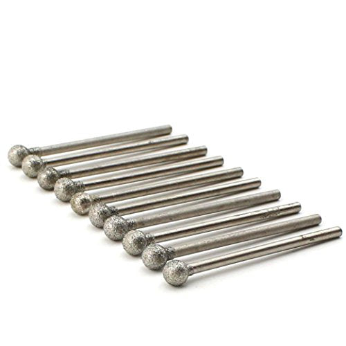 ILOVETOOL 5mm Diamond Ball Burrs Tools for Jewelry Making Gem Stone Pack of 20Pcs - size: Head 5.0mm (3/16")
