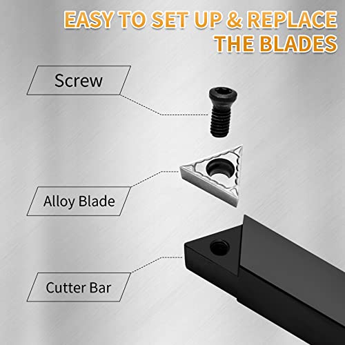 1/4" Indexable Carbide Turning Inserts Holder Set for Machining Lathes - size: 1/4 in