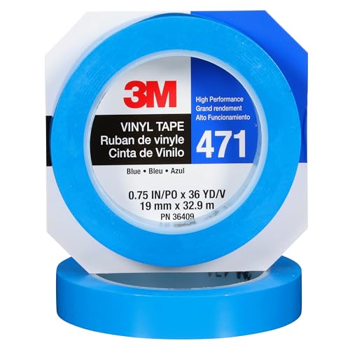 3M Vinyl Tape 471, Blue Color, 5.2 mil, 3/4 in x 36 yd, 1 Roll - size: 3/4 in x 36 yd, style: 1 Roll
