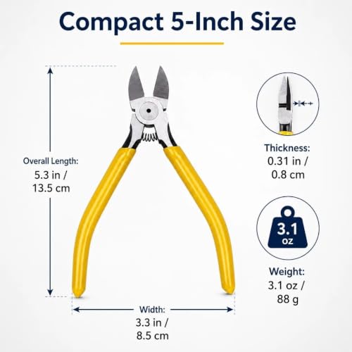 Wire Cutters Diagonal Cutting Pliers-5 Inches Cutters Spring Loaded,1pc - size: 5 inches