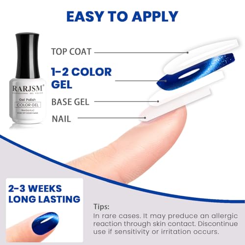RARJSM Dark Blue Magnetic Galaxy Glitter Cat Eye Gel Nail Polish 15ml - color: 9D Blue