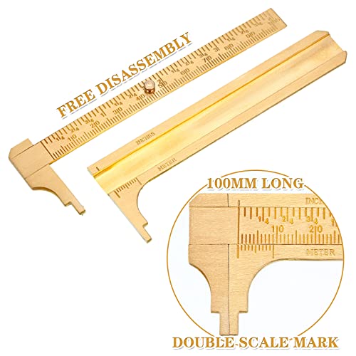 Konohan 4 Pcs Brass Pocket Caliper Double Scale Mini Tool for Jewelry