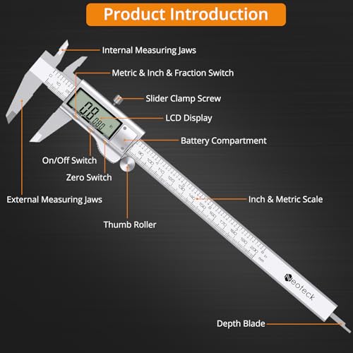Neoteck 8inch/200mm Stainless Steel Digital Caliper and Feeler Gauge Set