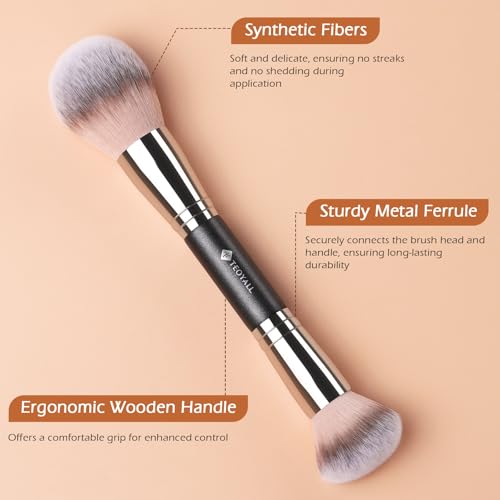 TEOYALL Dual-Ended Brush,Fluffy Setting Powder Brush for Loose Bronzer - style: S4