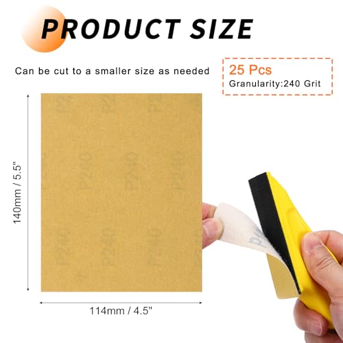25 Pcs 240 Grit Sandpaper 4.5x5.5 Inch Sand Paper Alumina Abrasive - size: 4.5 x 5.5 Inch(240 Grit)