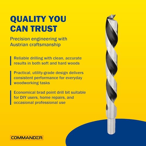 Chrome-Vanadium Brad Point - Ground Wood Drill Bit Woodworking - 9/16 Inch - size: 1/2 in