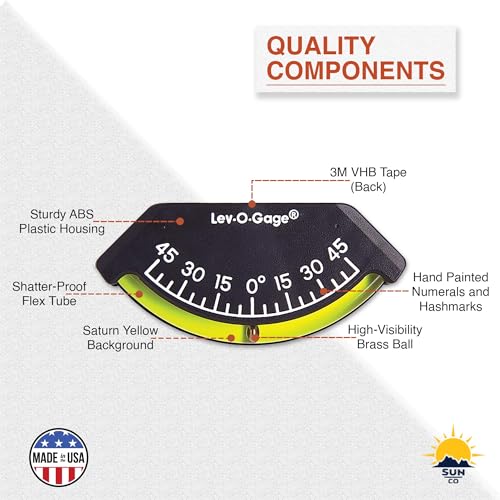 Sun Company Lev-o-gage Heel-Angle Sailing Clinometer (Marine Model) | Mounts on Bulkhead of Boat