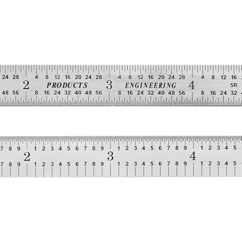 PEC Tools 12 Inch Flexible Metal Rule -5R Graduation, Made in USA - color: Carbon Steel-Flexible, size: 12"