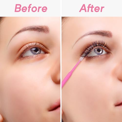 Micro Applicator Brushes & Microblading Cotton Swabs - Precision Beauty Supplies for Eyelash Extensions, Permanent Makeup, Brow Lamination, Lash Serum Applications - color: Pink - 300 Micro + 200 Pointed - 500 pcs