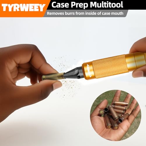 Case Prep Multitool, Case Chamfer Deburring Tools for Reloading - color: Orange