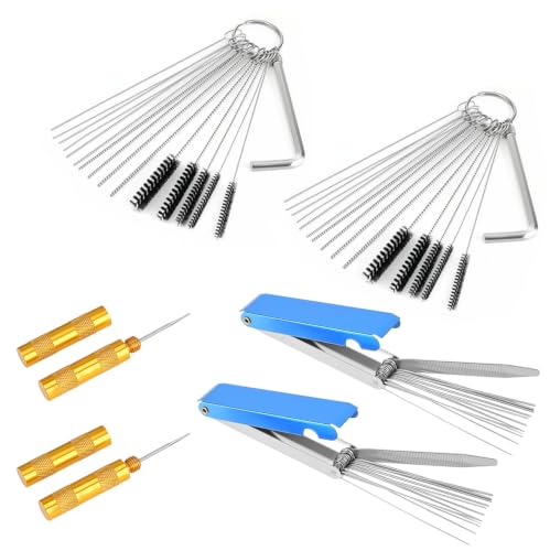 Carburetor Carbon Dirt Jet Remove Cleaner with 26 Cleaning Wires Set 20 Cleaning Needles 10 Nylon Brushes 2 Sharp Pick for Motorcycle ATV Moped Welder Carb Chainsaw Spray Guns Torch Tips