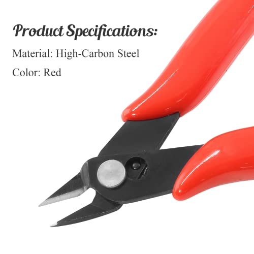 Bivethoi 3pcs Micro Wire Cutters Flush Cut Snips, 5 Inch, Red - color: Red