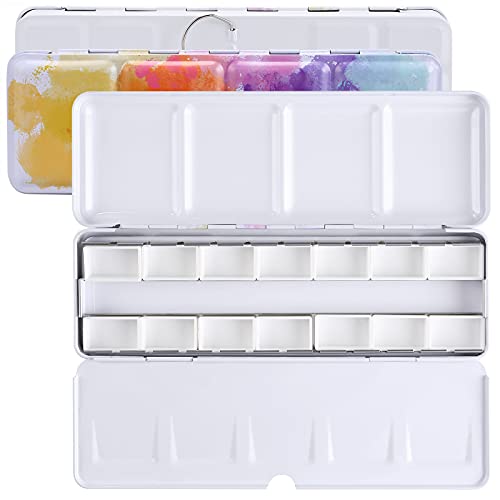 MYARTOOL Empty Watercolor Palette, Empty Watercolor Tins Box Palette Paint Case with 12 Empty Full Pans, Paint Tray Palette Suitable for Oil, Acrylic, Watercolor Painting - color: Colorful, size: 12 PCS Empty Full Pans