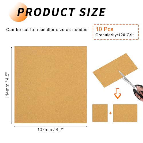 10 Pcs 120 Grit Sandpaper 4.2 x 4.5 Inch Sand Paper Alumina Gold - size: 4.2 x 4.5 Inch(120 Grit)