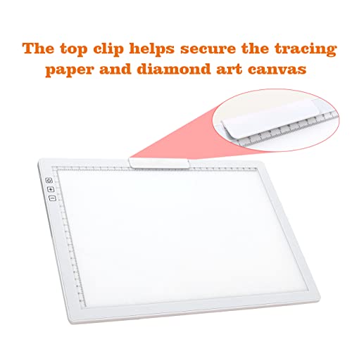 YINGWOND Rechargeable A4 LED Light Pad w/Built-in Riser Stands, 6 Levels of Brightness, Type-c Charging Port, Evenly Illuminated Light Box for Tracing, and Diamond Painting- (White) - style: Rechargeable-A4 White