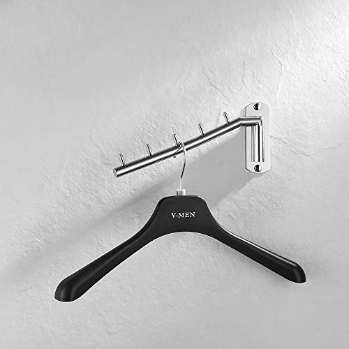 JQK Folding Clothes Hanger Rack, Stainless Steel Swing Arm Hook Holder, Clothing Hanging System Drying Closet Storage Organizer Chrome Wall Mount, SHR100-CH - color: Chrome