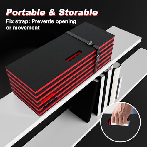 22.8" Wide Mechanic Mat Foldable EVA Kneeling Pad with Magnetic Tool Slots - color: Black & Red, size: 22.8"W