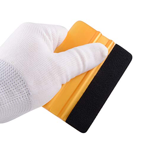 EHDIS 10pcs Vinyl Squeegee 4 Inch Car Vinyl Scraper Decal Applicator Window Tint Wallpaper Smoothing Tool with Black Fabric Felt Edge -Gold - color: Gold
