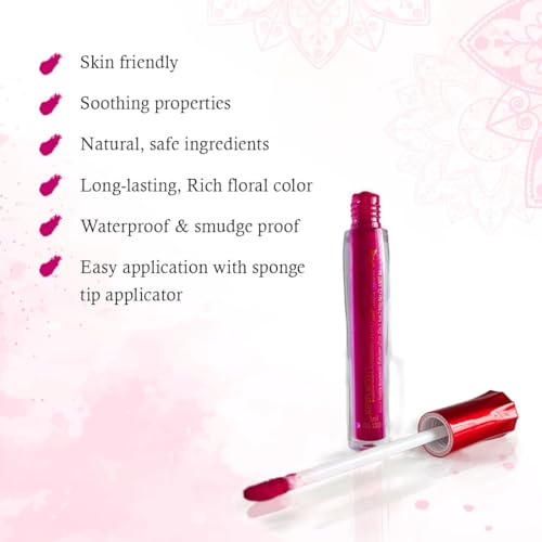 Keya Seth Aromatherapy Aromatic 100% Natural Liquid Sindoor Magenta with Sponge-Tip- Applicator- Long Lasting Chemical Free & Waterproof with Floral Pigment-5ml (Pack Of 1)