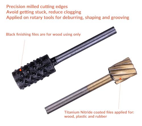 NordWolf 10-Piece Rotary Burr Rasp Files Set for Rotary Tools, with 1/8" Straight Shank for Wood Carving, Deburring, Shaping & Grooving in Storage Case - size: 1/8" Straight Shank (10 Pcs)