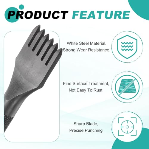 HARFINGTON Leather Stitching Punch 4mm 4 Prong Carbon Steel Leather Punch Hole Tool Chisel for DIY Craft Handbag Wallets Card Belt Holders Key Holders Belts, Black - color: Black, size: 4mm 4 Prong
