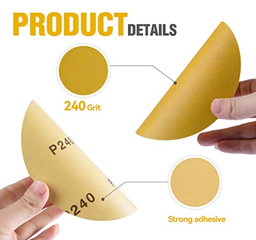 6 Inch Sanding Disc Self Stick 240 Grit PSA Sanding Discs 100 PCS Aluminum Oxide Adhesive Backed Sandpaper - style: 240 Grit