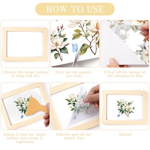 12 Pcs White Magnolia Rub-On Transfers for Furniture & Crafts - color: White Magnolia
