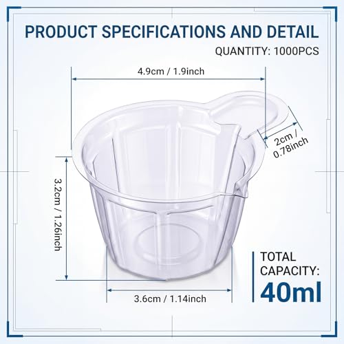 1000 Pcs 40ml Plastic Resin Mixing Cups for Epoxy Paint Art