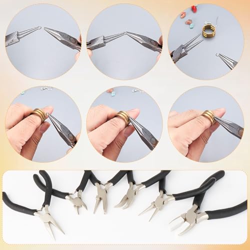 6 Pack Jewelry Pliers Set, Mini Pliers Set for Jewelry Making Bracelets