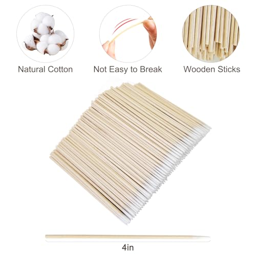 Egaageoi 200 Count 4 Inch Pointed Cotton Swabs for Nail with Wood Sticks - color: 200pcs