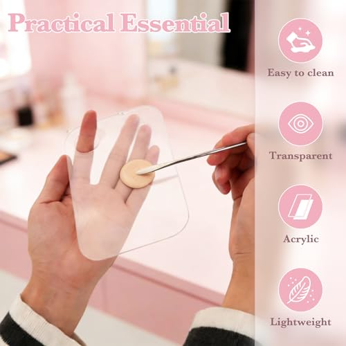 6Pcs Acrylic Makeup Mixing Palette, Makeup Tray with 6 Metal Spatula Tool Set, Clear Foundation Mixing Palette for Beauty Cosmetic Color Liquid Artist Pigment Blending
