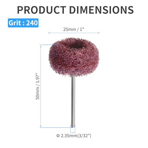 12PCS 25mm Red Abrasive Buffing Wheel, 240 Grit, 3/32" Shank - style: Red