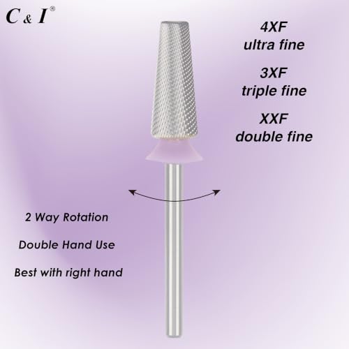 C & I 5 in 1 Nail Drill Bit for Nail Techs Remove Acrylic & Gel, 3XC - color: Pink