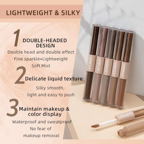 Glitter Matte Eyeshadow liquid Pigments Metals Gloss Sparkling Smokey Eye Looks Shimmer Gloden Brown - color: Various-Gloden Brown