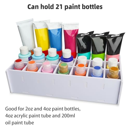 SANFURNEY Paint Storage Tray, 21 Compartment Arts and Crafts Supply Rack