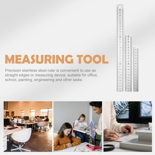 Angoily Yard Stick, 3 Pcs Ruler Metal Meter Stick Machinist Tools