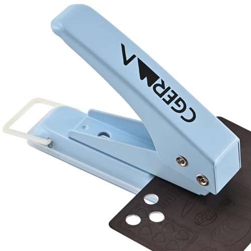 Single Hole Puncher, 1/4" Hole, 50% Labor Savings, Heavy Duty Metal Punch, 15 Sheet Capacity, for ID Cards, Chipboard, Art Project, Crafts Easy Punching, Blue - size: Blue 1 Pack