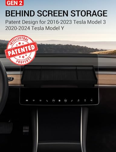 BASENOR Dashboards Behind Screen Storage Box for Tesla Model Y Model 3 - size: Model 3/Y (2017-2024) Behind Screen