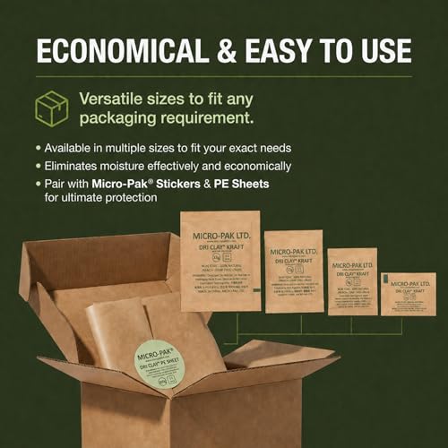 Micro-Pak Dri Clay Kraft, Moisture Absorption Desiccant Packs,17gx25pcs - size: 17gx25pcs