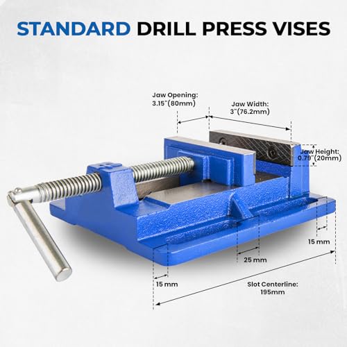 Forward Q193A 3 Inch Drill Press Vise Portable Bench Vise with Slotted Base - size: 3 Inch