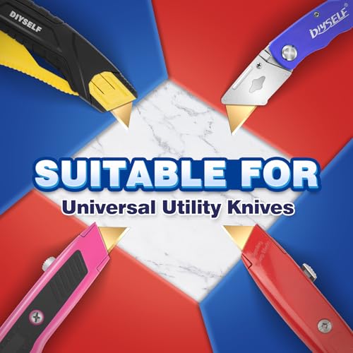DIYSELF 100 Pack Razor Blades, SK2 Steel Utility Knife Blade Refills, Gold - color: Gold, size: 100