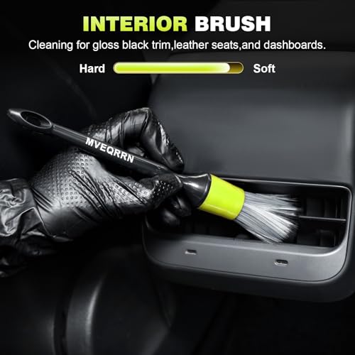 MVEQRRN 10PCS Car Detailing Brush Set,Boars Hair Detail Brush Kit(Green) - color: 10PCS detail brush set green