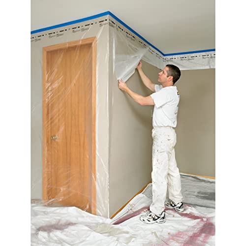 3M Hand-Masker Contractor's Plastic Film, 108" in x 90' Feet, Unfolds to Full Width, Contains Job Site Dust & Overspray, For Painting, Drywall Texturing, Wall Finishing & Floor Standing, 1 Roll (CP9)