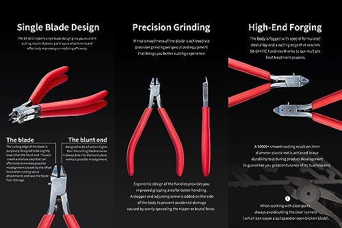 DSPIAE 4.72 Inch Pro. Ultra Fine Single-Edged Blade Nipper For Plastic Models,Easy,Smooth,Clean Cuts