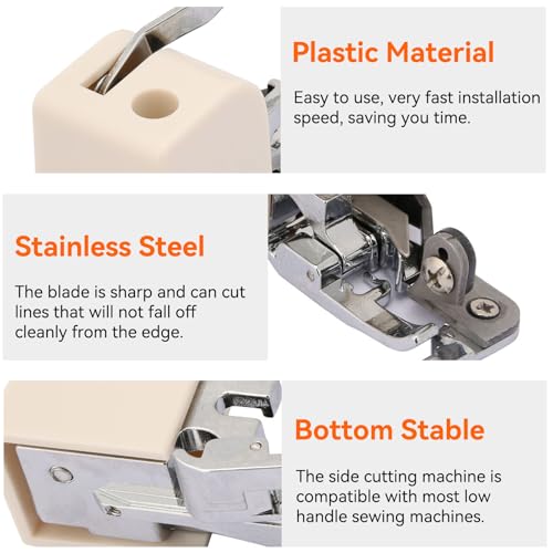 Universal Presser Foot, Side Cutter Sewing Machine Presser Foot Compatible with Low-Shank Multi-Function Household Sewing Machines Feet, NOT for Older Model/Industrial/Mini Machines